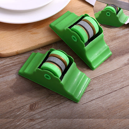 Compact Double-Wheel Knife Sharpener with Non-Slip Base