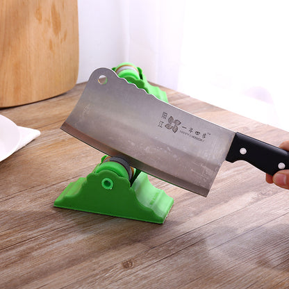 Compact Double-Wheel Knife Sharpener with Non-Slip Base