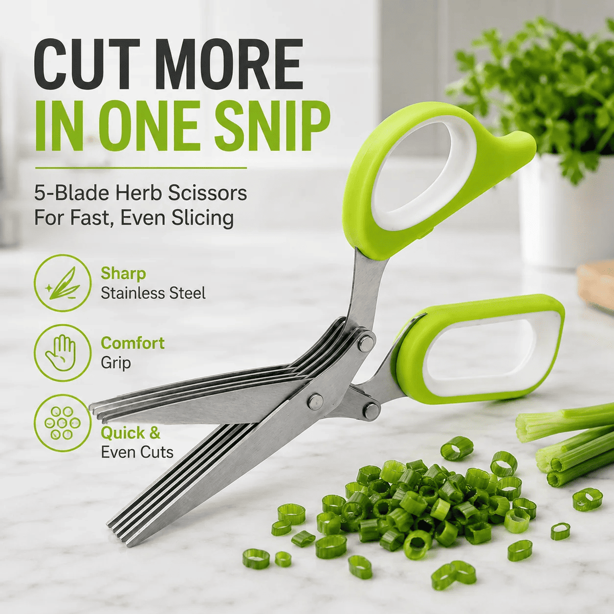 Multi-functional stainless steel kitchen scissors