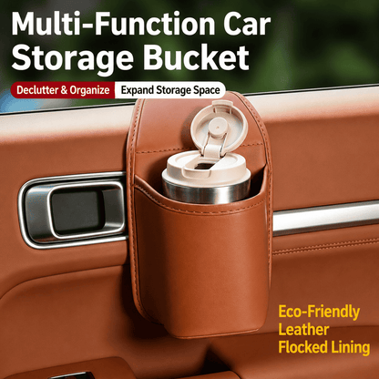 Leather Car Door Cup Holder