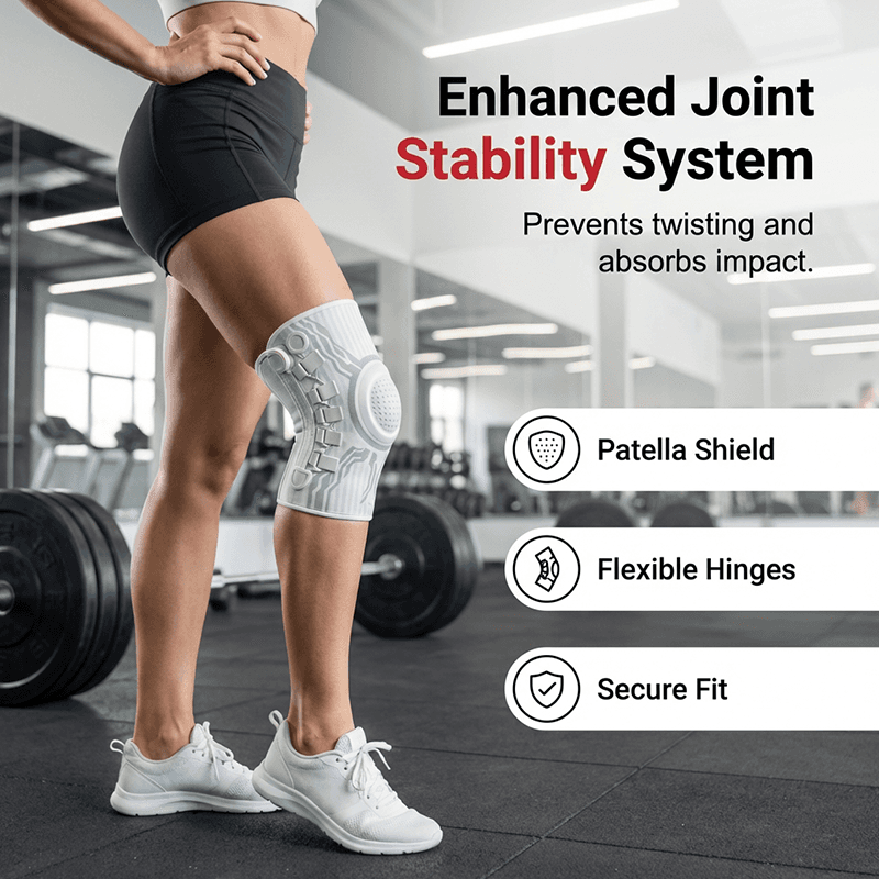 Compression Knob-type Knee Brace - Spring-supported Silicone Shock Absorber
