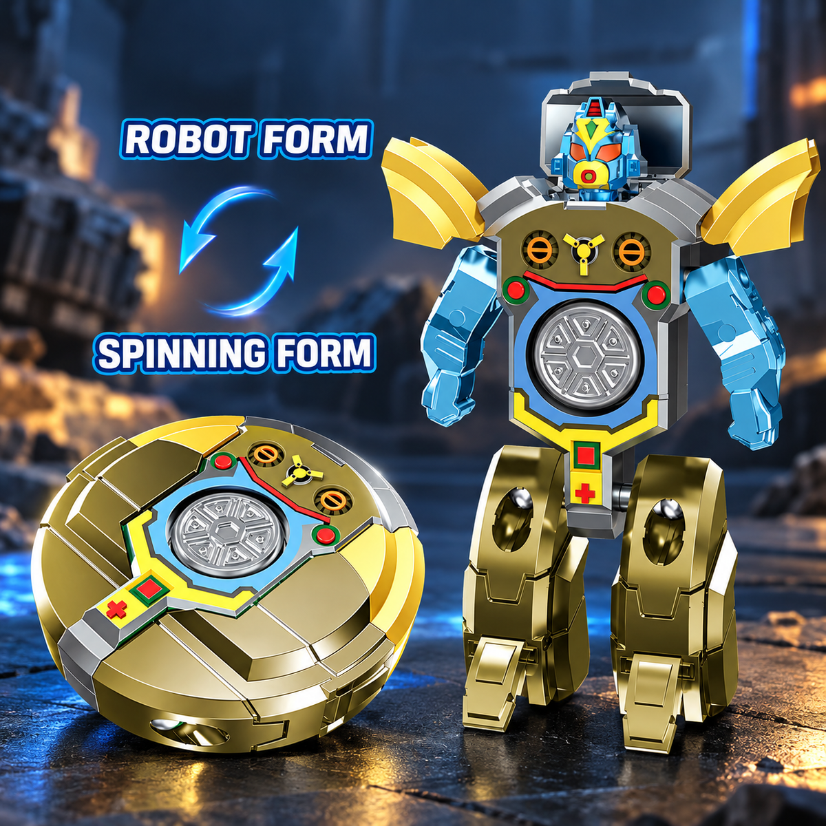 2-in-1 Transforming Robot & Fidget Spinner Toy – Rotating Stress Relief Toy for Kids