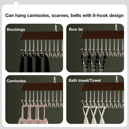 Multi-Functional Wooden Vintage Wardrobe Hanger with 8 Hooks