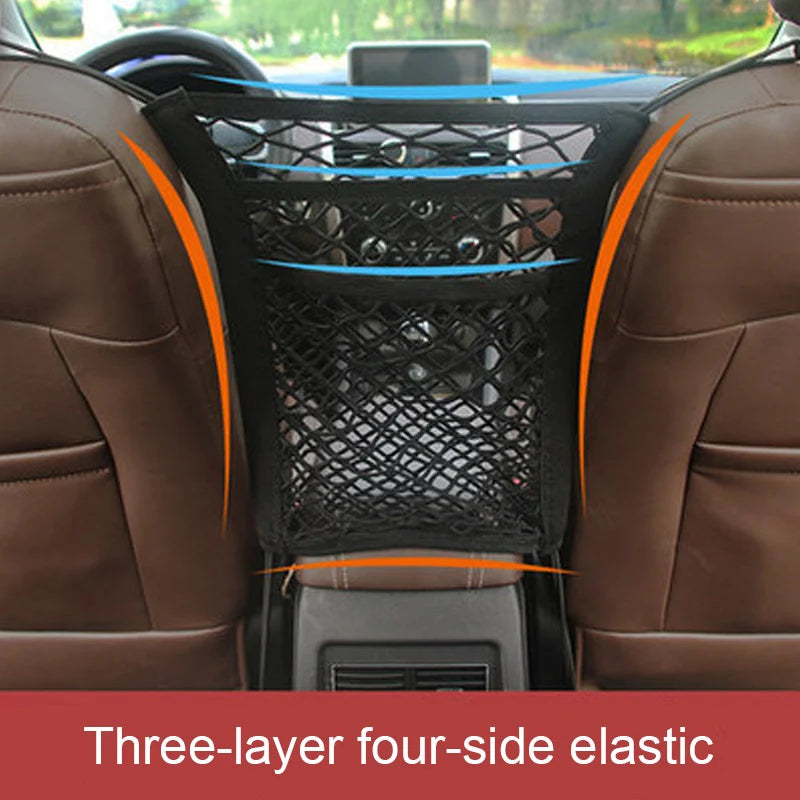 Car Seat Back Net Organizer – Double-Layer Storage Mesh Pocket