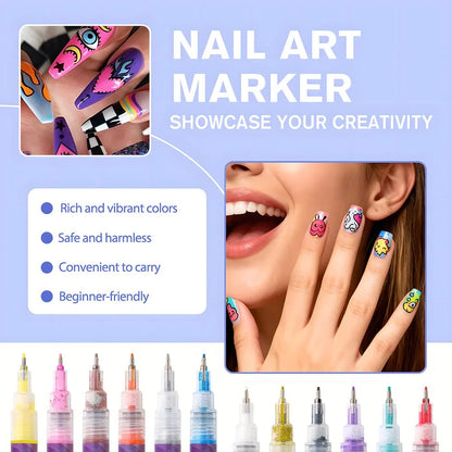 🔥🎨12 Colors Nail Art Pens Set