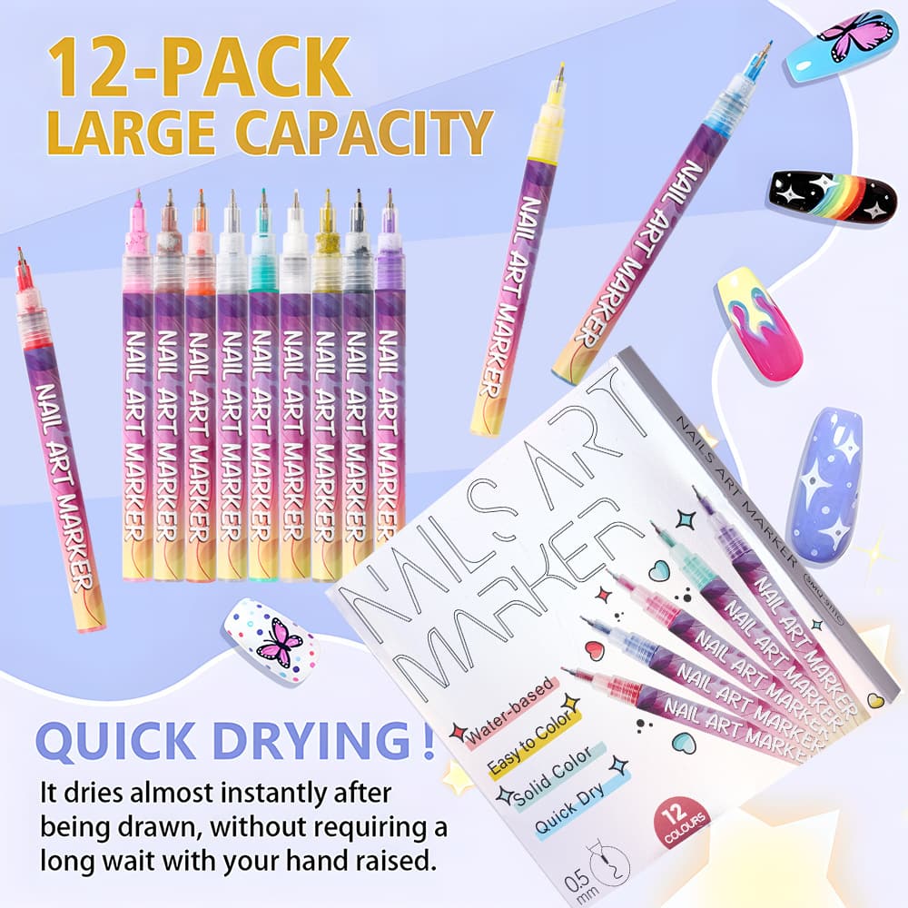 🔥🎨12 Colors Nail Art Pens Set