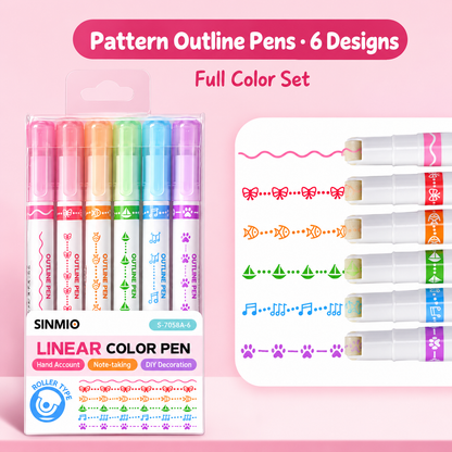 【6 PCS】Flower outline pen, fluorescent curve pen