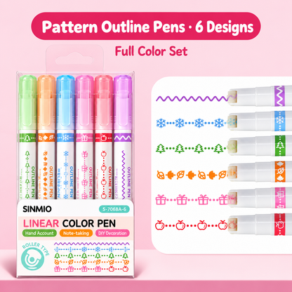 【6 PCS】Flower outline pen, fluorescent curve pen