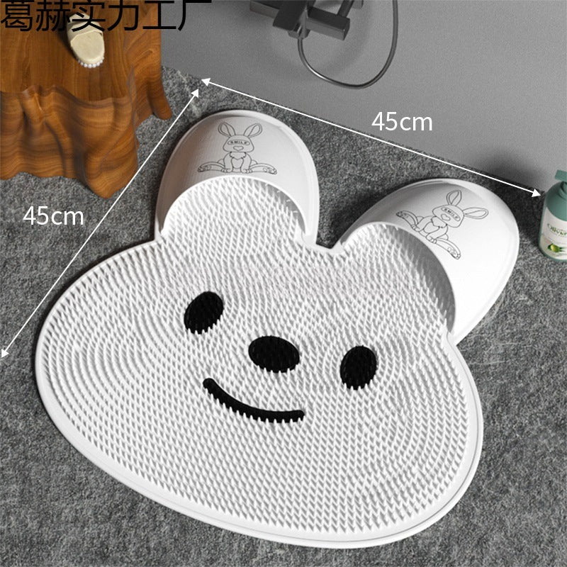 Bunny Shower Foot Scrubber Mat, Non-Slip Foot Massager for Shower