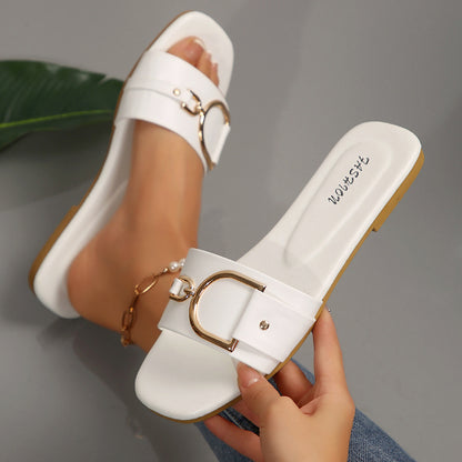 Versatile square-toe flat sandals for women