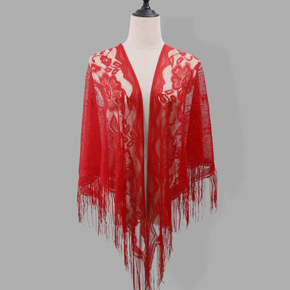 legant Lace Triangle Scarf & Floral Floral Shawl