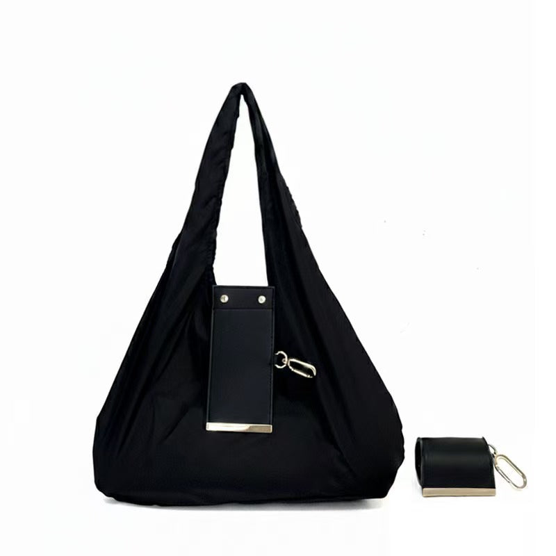 Transformable Bag – Stylish PU with nylon fabric Tote and Keychain Charm