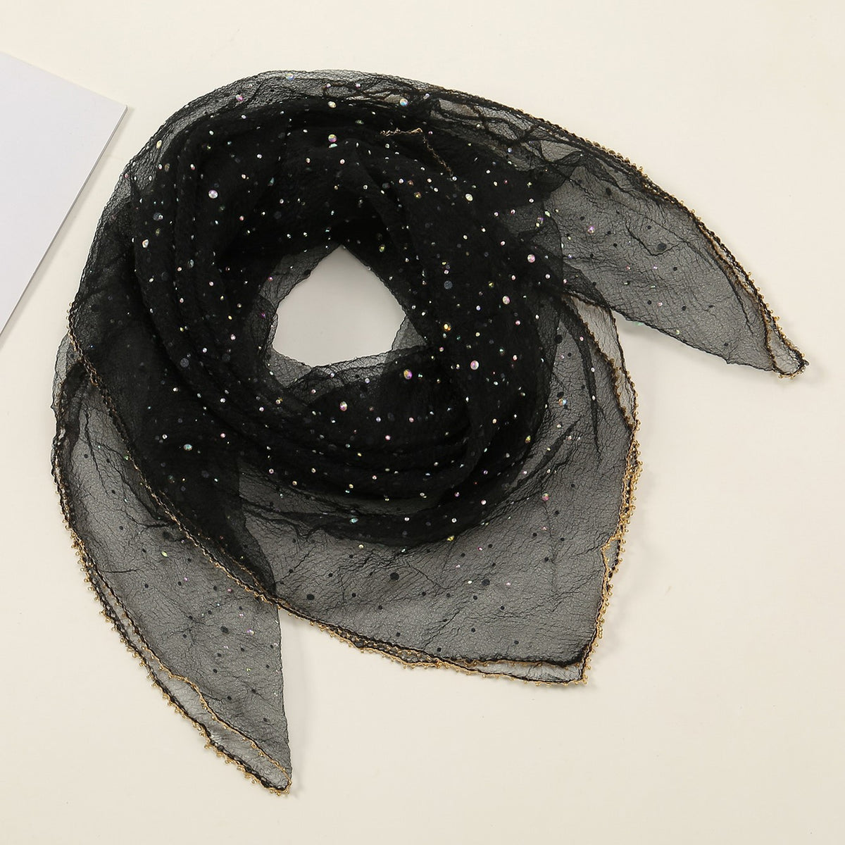 Women's 80cm Rhinestone Square Scarf – Elegant & Fashionable Silk-Like Scarf