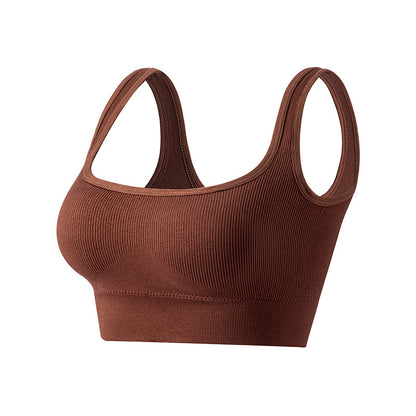 Wire-free Shock-absorbing Breathable Vest-style Bra With Pad
