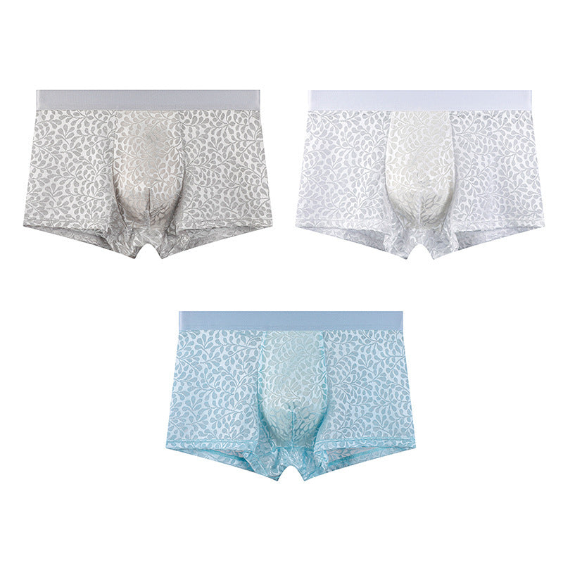 Men’s European-Style Luxury Ice Silk Boxer Briefs – Ultra-Thin, Breathable & Lightweight
