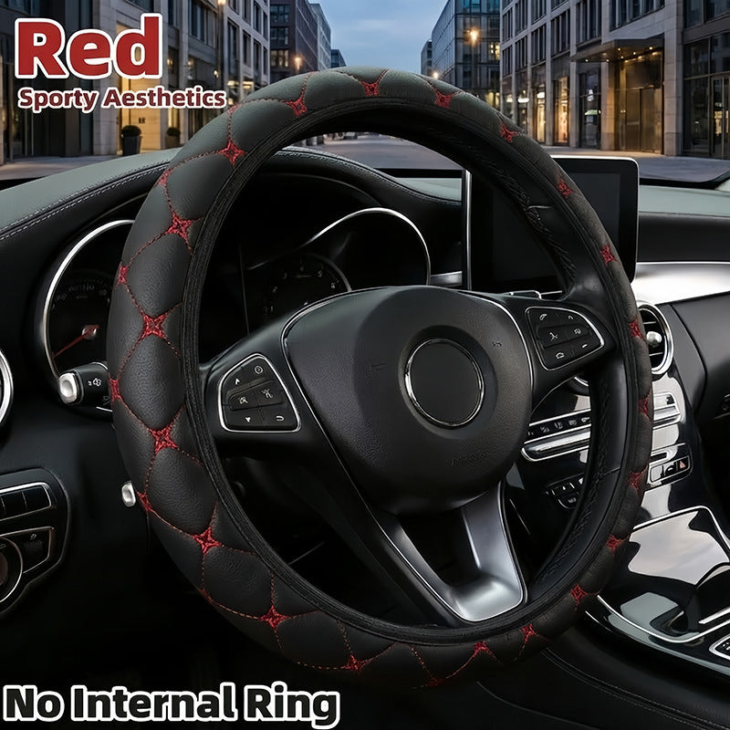 Faux leather car steering wheel cover