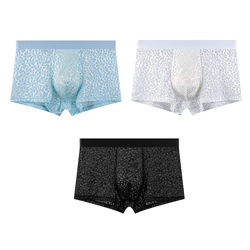 Men’s European-Style Luxury Ice Silk Boxer Briefs – Ultra-Thin, Breathable & Lightweight