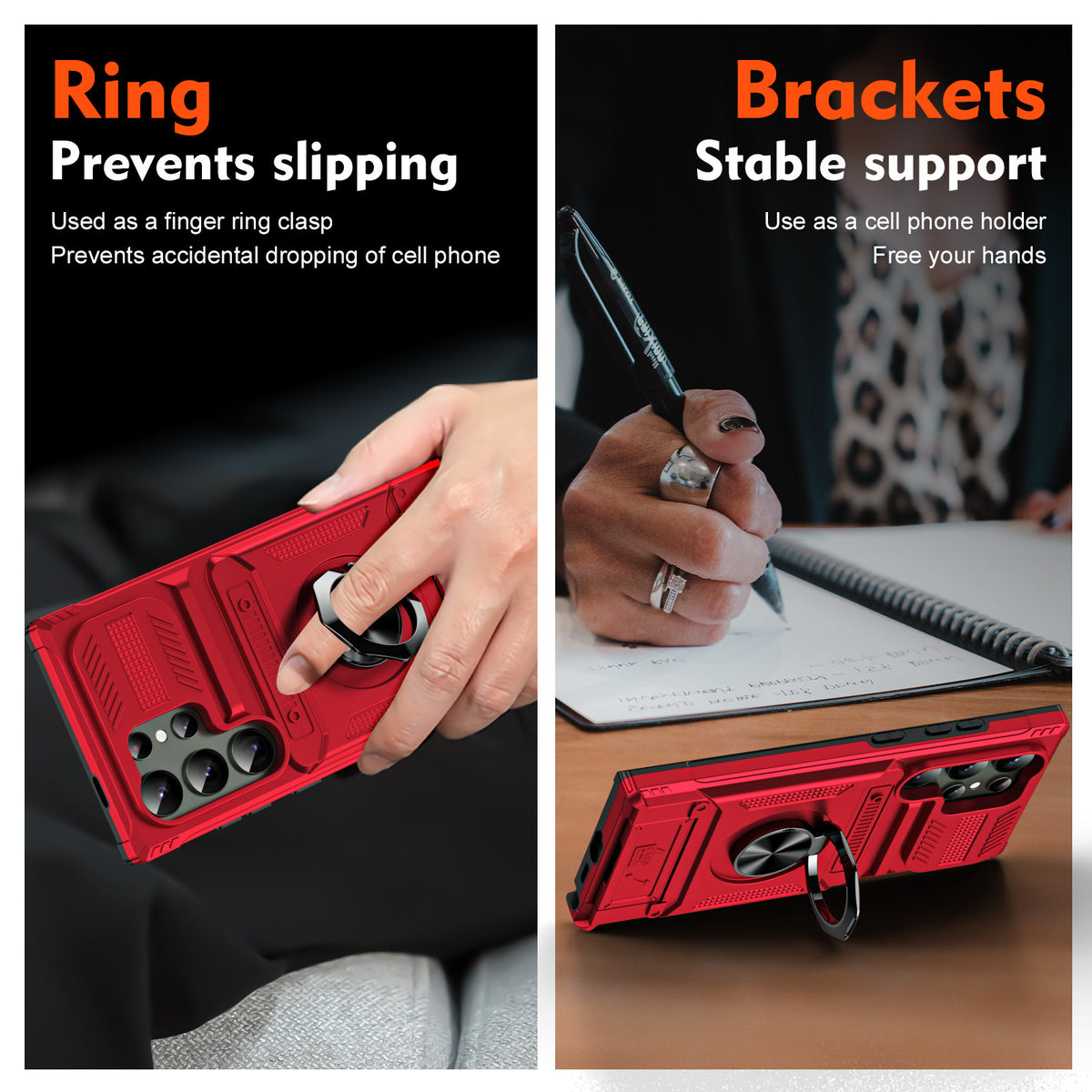 📱 Samsung Card Holder Case with Magnetic Ring Stand