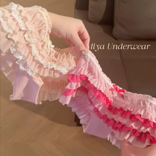 Women's Japanese-Style Cute Layered Ruffle Lace Panties