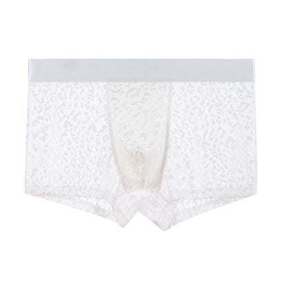 Men’s Luxury Floral & Leaf Mesh Boxer Briefs – Premium Solid-Color Breathable Underwear