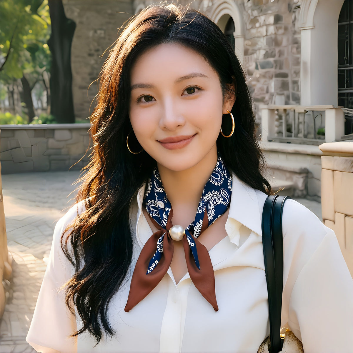 No-Tie Magnetic Pearl Clasp Soft Scarf