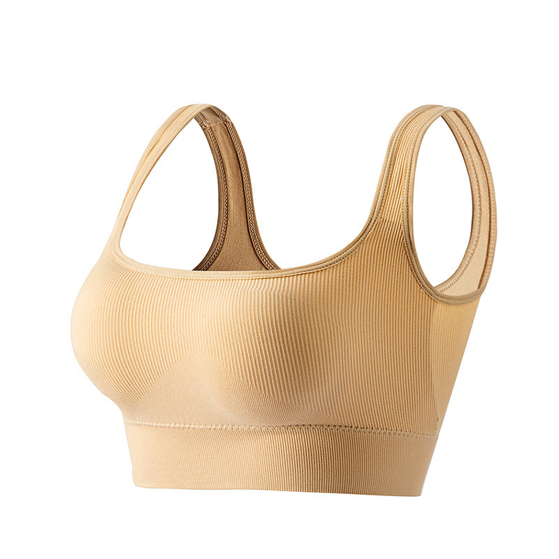 Wire-free Shock-absorbing Breathable Vest-style Bra With Pad