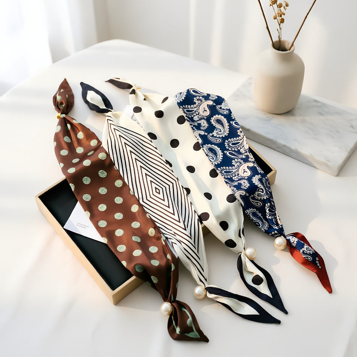 No-Tie Magnetic Pearl Clasp Soft Scarf
