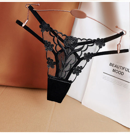 Women's Embroidered Cutout Bikini Panties