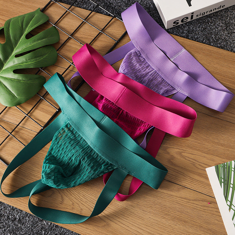 3-pcs Men's Ice Silk Low-Rise Backless Underwear