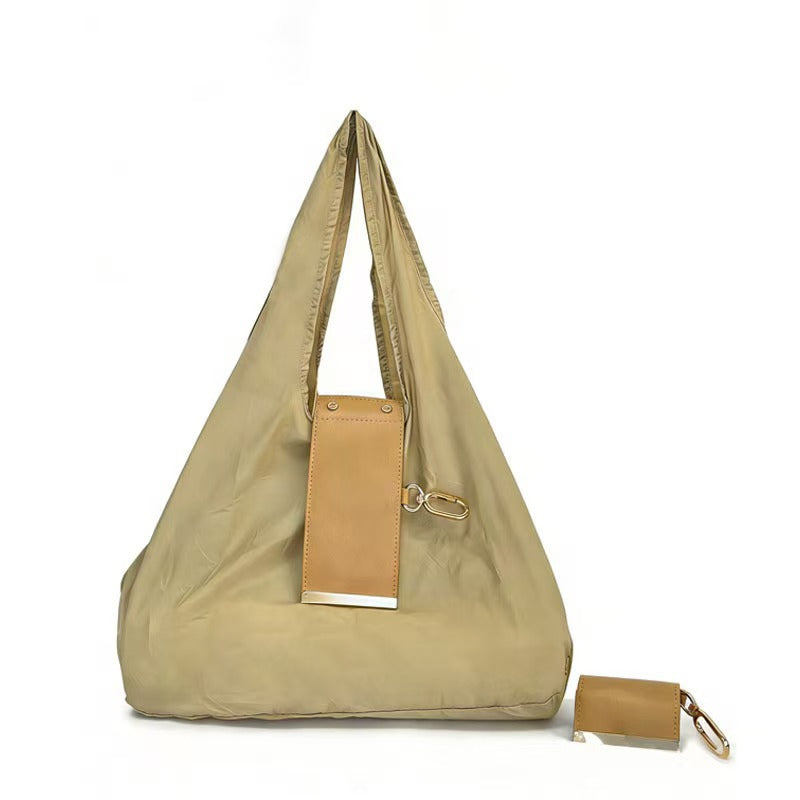 Transformable Bag – Stylish PU with nylon fabric Tote and Keychain Charm