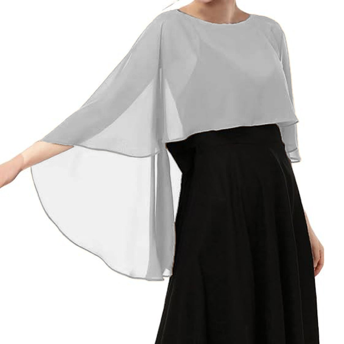 Chiffon Evening Dress Capelet