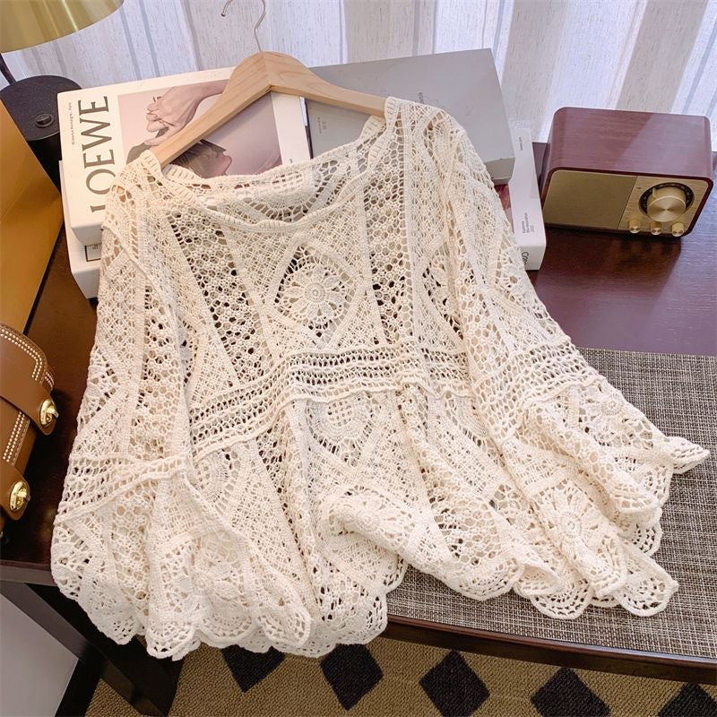 High Quality Women's Boho White Crochet Knit Top