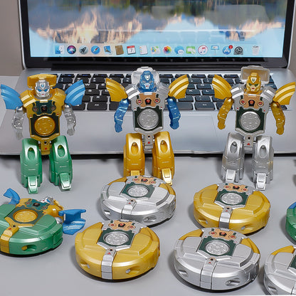 2-in-1 Transforming Robot & Fidget Spinner Toy – Rotating Stress Relief Toy for Kids