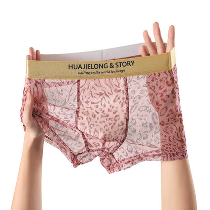 Men's Lightweight Leopard Print Mesh Boxer Briefs