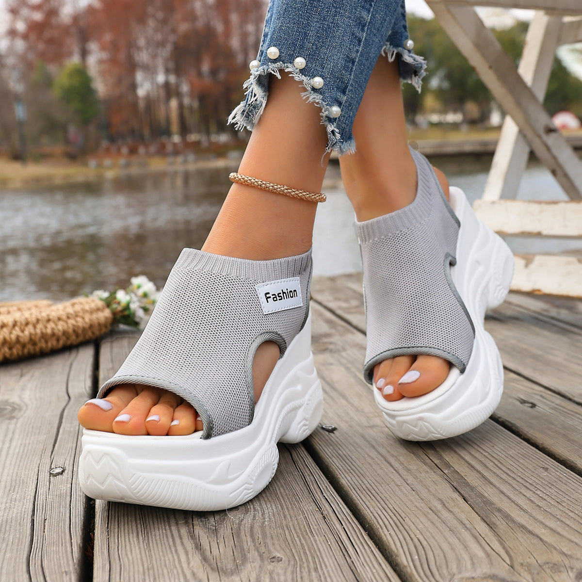 Women's Platform Peep-Toe Wedge Sandals
