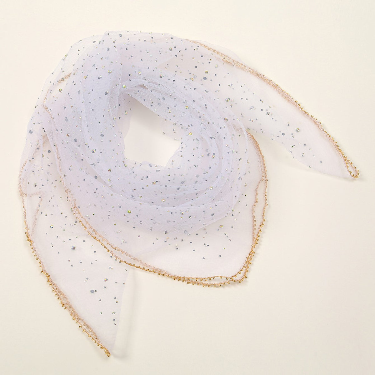 Women's 80cm Rhinestone Square Scarf – Elegant & Fashionable Silk-Like Scarf