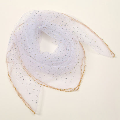 Women's 80cm Rhinestone Square Scarf – Elegant & Fashionable Silk-Like Scarf