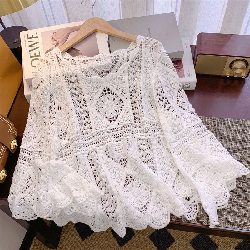 High Quality Women's Boho White Crochet Knit Top