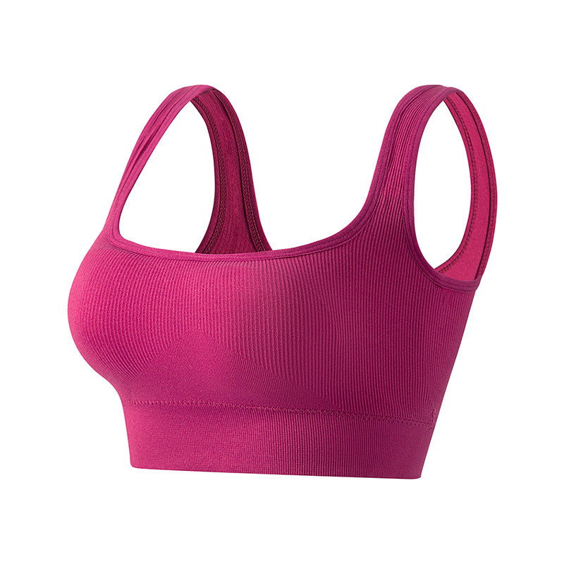 Wire-free Shock-absorbing Breathable Vest-style Bra With Pad