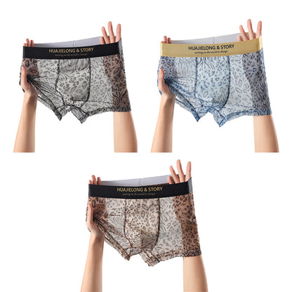 Men's Lightweight Leopard Print Mesh Boxer Briefs