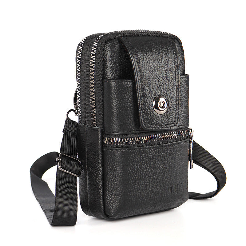 Multifunctional Genuine Leather Multi-layer Crossbody Bag/ Waist Bag