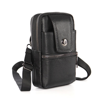 Multifunctional Genuine Leather Multi-layer Crossbody Bag/ Waist Bag