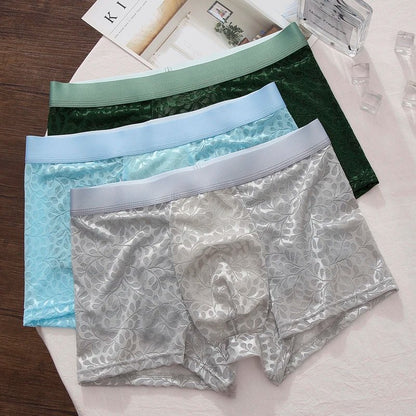 Men’s European-Style Luxury Ice Silk Boxer Briefs – Ultra-Thin, Breathable & Lightweight