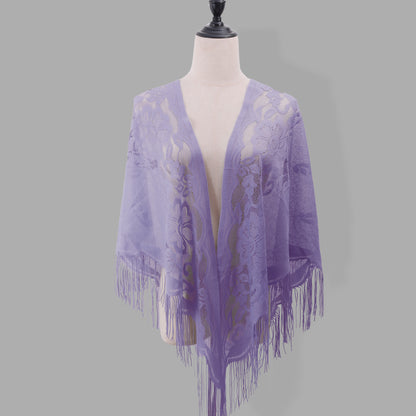 legant Lace Triangle Scarf & Floral Floral Shawl