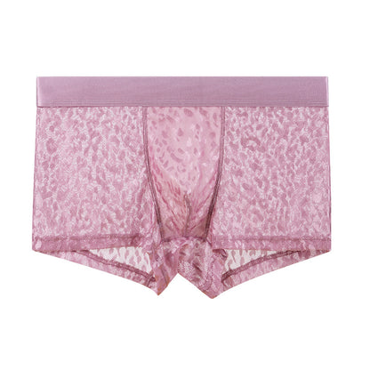 Men’s Luxury Floral & Leaf Mesh Boxer Briefs – Premium Solid-Color Breathable Underwear