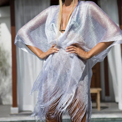 Shimmer Fringe Beach Cover-Up