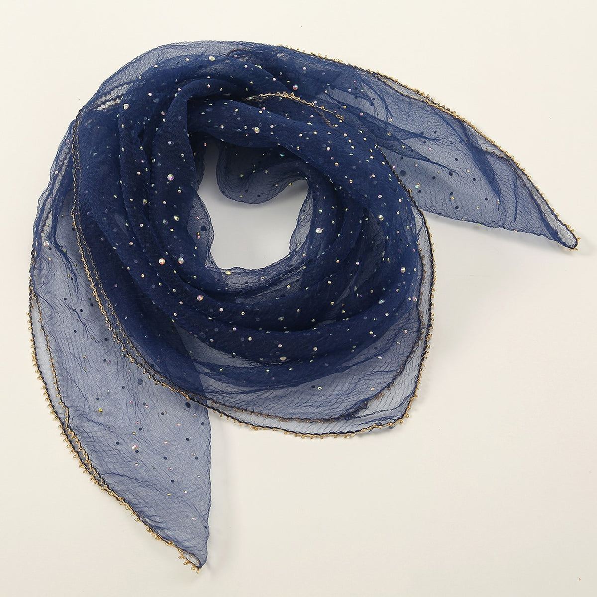 Women's 80cm Rhinestone Square Scarf – Elegant & Fashionable Silk-Like Scarf
