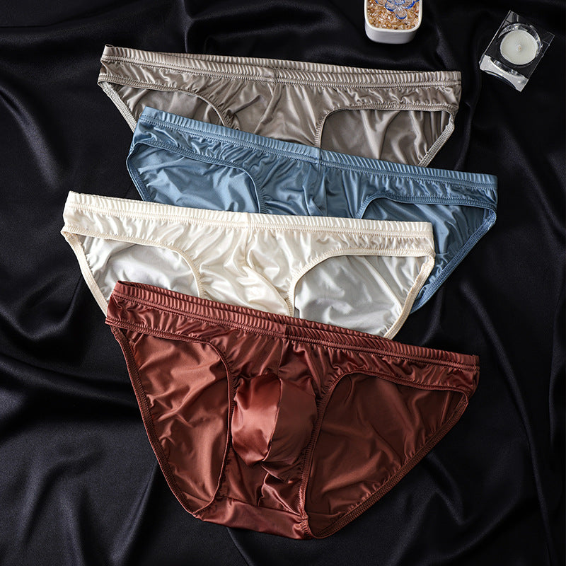 Men's Ice Silk Glossy Satin Briefs