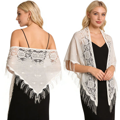 legant Lace Triangle Scarf & Floral Floral Shawl