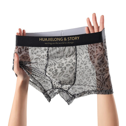 Men's Lightweight Leopard Print Mesh Boxer Briefs